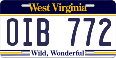 WV license plate OIB772
