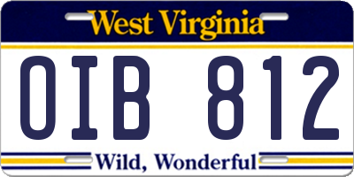 WV license plate OIB812