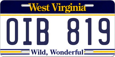 WV license plate OIB819