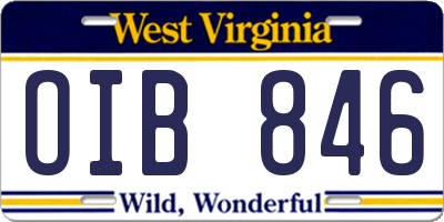 WV license plate OIB846