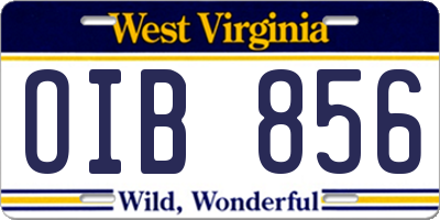 WV license plate OIB856