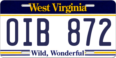 WV license plate OIB872