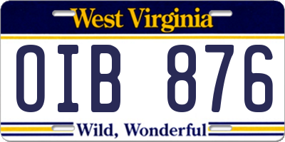 WV license plate OIB876