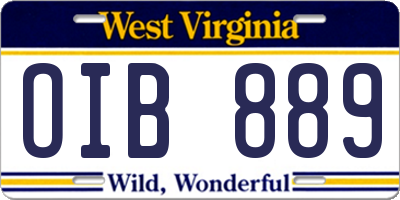 WV license plate OIB889