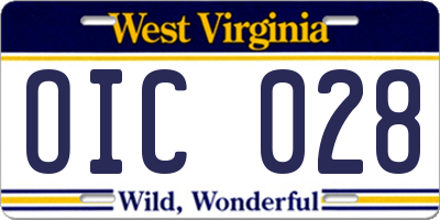 WV license plate OIC028