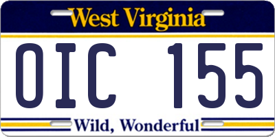 WV license plate OIC155