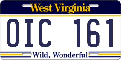 WV license plate OIC161
