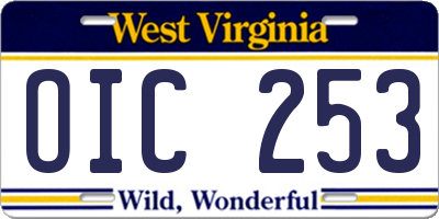WV license plate OIC253