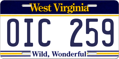 WV license plate OIC259