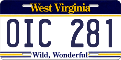 WV license plate OIC281