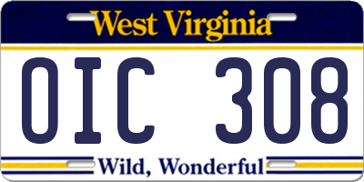 WV license plate OIC308