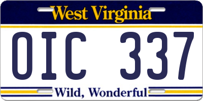 WV license plate OIC337