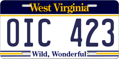 WV license plate OIC423