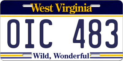WV license plate OIC483