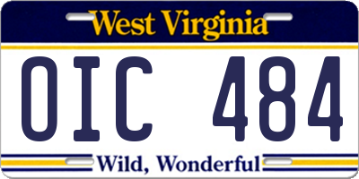 WV license plate OIC484