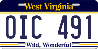 WV license plate OIC491