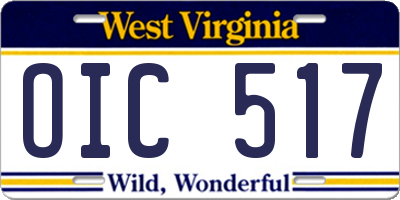 WV license plate OIC517