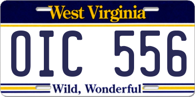 WV license plate OIC556