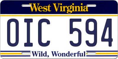 WV license plate OIC594