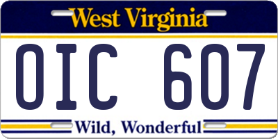 WV license plate OIC607