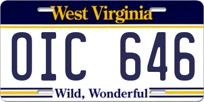 WV license plate OIC646