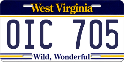 WV license plate OIC705