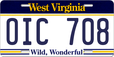 WV license plate OIC708