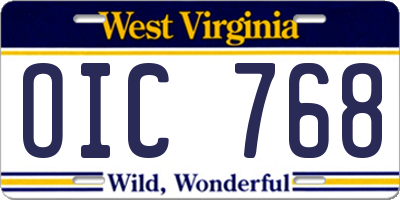 WV license plate OIC768