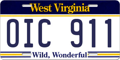 WV license plate OIC911