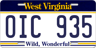 WV license plate OIC935
