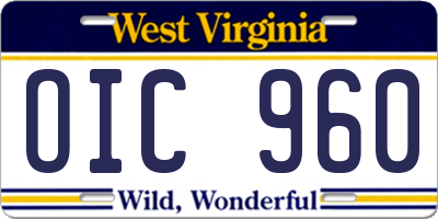 WV license plate OIC960