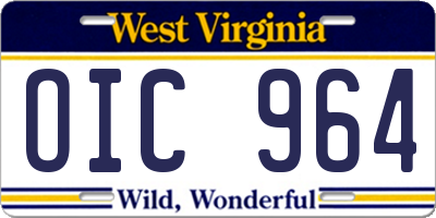 WV license plate OIC964