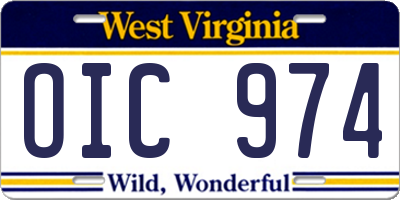 WV license plate OIC974