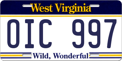 WV license plate OIC997