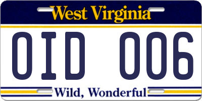 WV license plate OID006