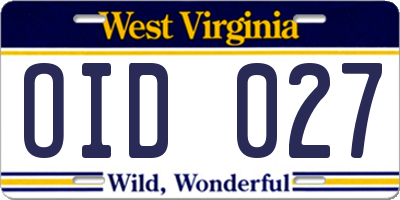 WV license plate OID027