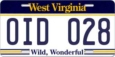 WV license plate OID028
