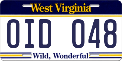 WV license plate OID048