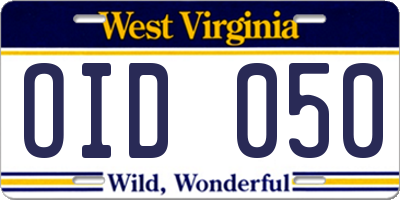 WV license plate OID050