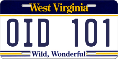 WV license plate OID101
