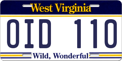 WV license plate OID110