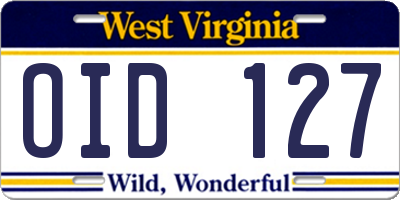 WV license plate OID127