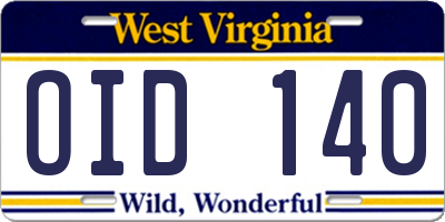 WV license plate OID140
