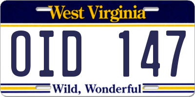 WV license plate OID147