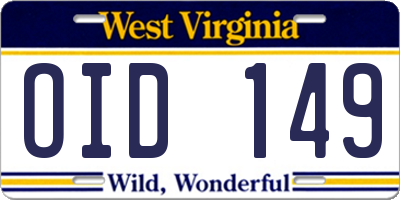 WV license plate OID149