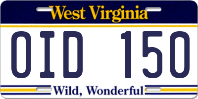 WV license plate OID150