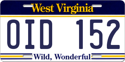 WV license plate OID152
