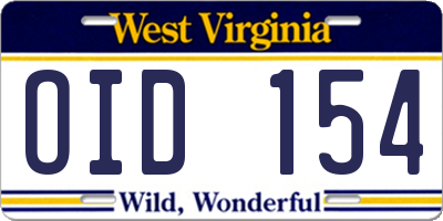 WV license plate OID154