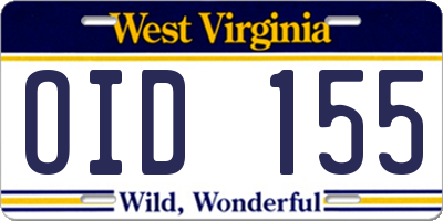 WV license plate OID155
