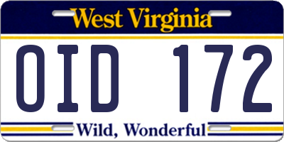 WV license plate OID172